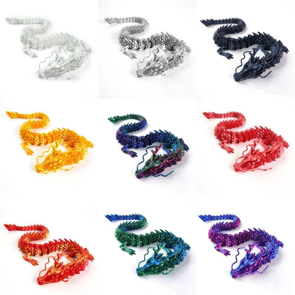 Multicolor 3D Printed Dragon Toy 30/45cm Articulated Chinese Dragon Car Decoration