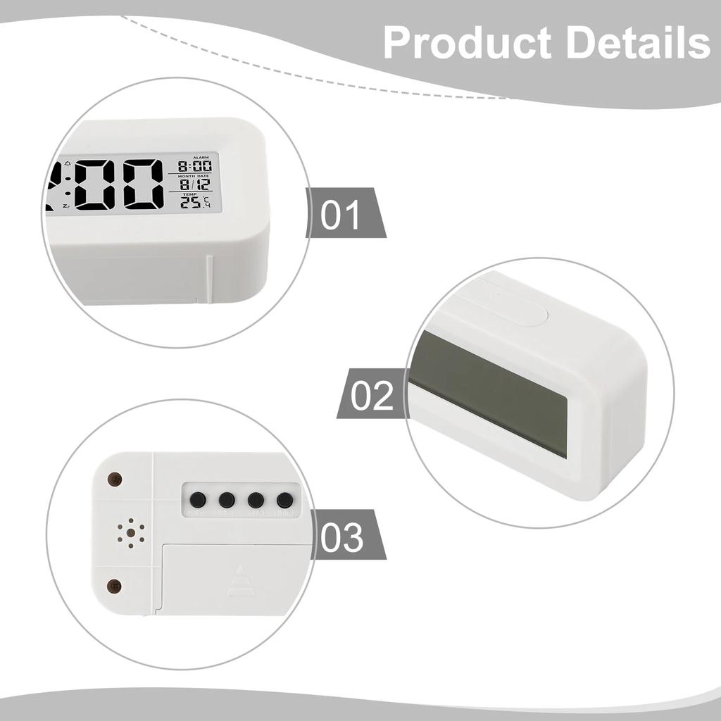 Digital LCD Alarm Clock With Calendar Thermometer For Desk Travel Office Decor Student Alarm Clock Electronic Clock Smart Clock