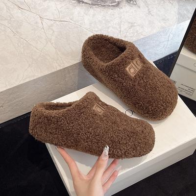 Xiaoxiangfeng Bag Head Half Slippers Women's Outer Wear 2025 Autumn and Winter New Thick-bottomed Comfortable Lazy Fluffy Cotton Slippers Tide