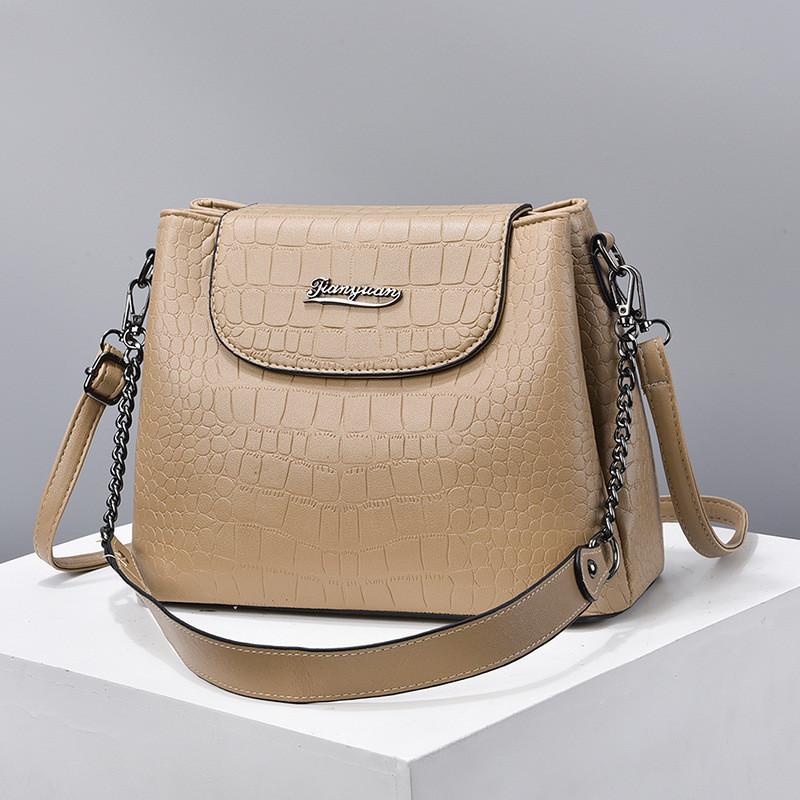 Trendy Fashion Shoulder Bag For Women 2023 New Pu Material Crocodile Pattern Large Square Bag Black White Red