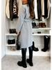 Women's 2024 Winter Fashion Double-Breasted Tie Wool Coat