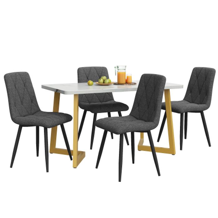 Dining Room Set - MUVOE - Table 117x68 Cm - 4 Chairs - Grey - Rectangular