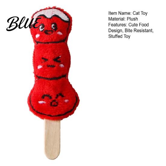 Stress Relief Pet Products Plush Cat Chew Toy Sugarcoated Haws Stick Design Kitten Teething Interactive Toys Stuffed Toy for Indoor Cats Biting,