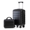 Set di valigie spinner in ABS in 2 pezzi da 14"/19" con lucchetto a combinazione e beauty case da 14" (nero)