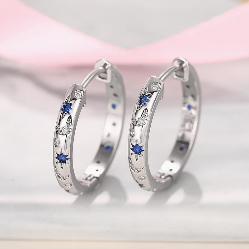 Fashion Silver Color Metal Carving Sun and Moon Hoop Earrings for Women Party Engagement Wedding Earrings Jewelry