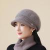 Fashionable Fur Ball Hat Windproof Duck Tongue Wool Hat for Middle aged and Elderly Women Winter Outdoor Warm Knitted Hat Fashionable
