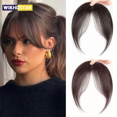 Women's Synthetic Hair Bangs for Ehead Wig Natural Octagonal Bangs 8-inch Black Brown Suitable for Daily Wear