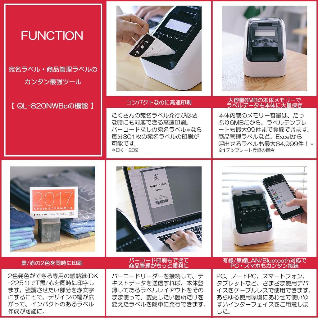 Принтер термонаклейок Brother x Busicom Довга етикетка та Bluetooth термопринтер для адреси, медичної картки, цінника, продукту, їжі та продуктів харчування