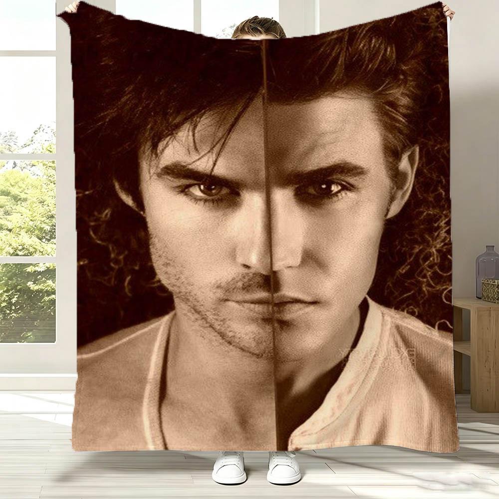 V-Vampire D-Diaries Damon Salvatore TV Coperta di Flanella Morbida Coperta da Lancio Arte Per Arredamento Casa Camera da Letto Letto Divano Picnic Regali per Fan