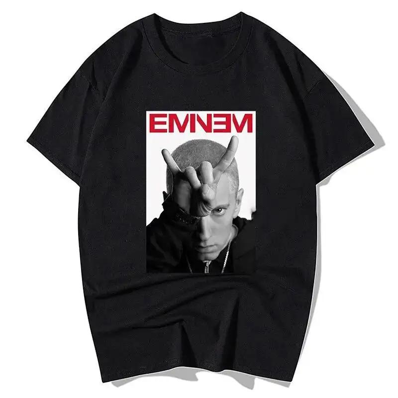 2025 Sommer Rapper Eminem Grafikbedrucktes T-Shirt Herren Retro Reine Baumwolle HipHop Mode Lässig Locker geschnittenes T-Shirt Damen