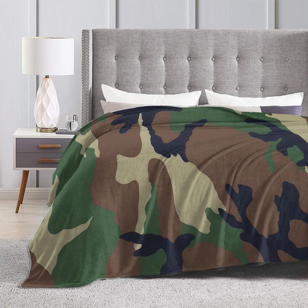 Green And Brown Camo Flannel Blanket Spring Soft Durable Throw Blanket for Kids Couch Chair Fashion Bedspread Sofa Bed Cover