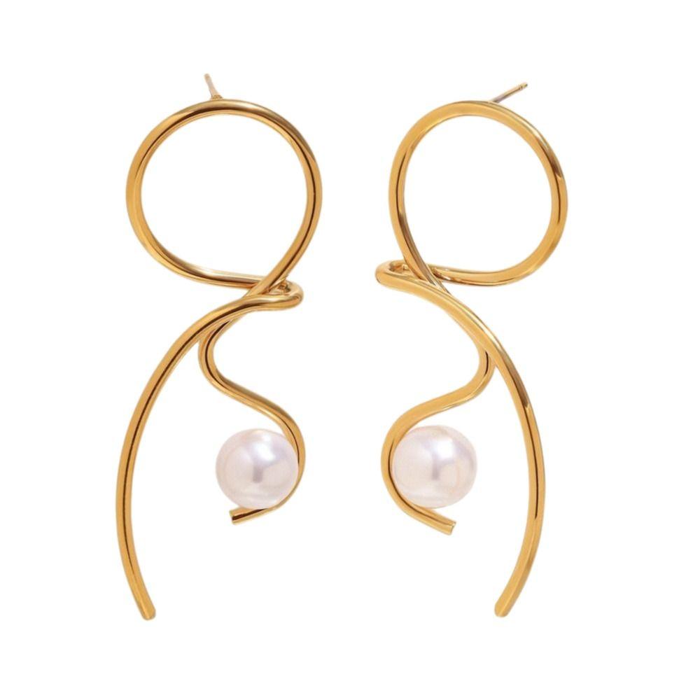 Waterproof Imitation Pearl Earrings Stainless Steel Statement Earrings  Women's Jewelry