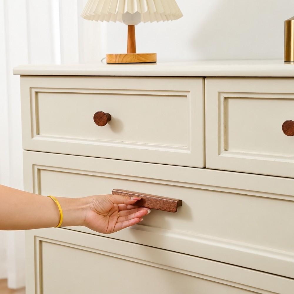 L Shaped Cabinet Pull Oak Walnut Bar Handle Elegant Wooden Knob