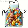 1pc Happy Easter Apron Suitable for Home Kitchen & Restaurant Use, Bib Apron with Bunny Egg Patterns, Cooking BBQ Gardening Gift for Men & Women, Grad