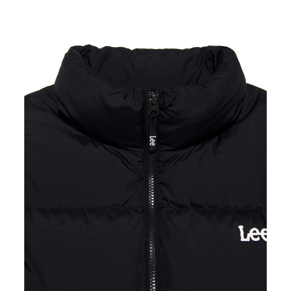 Lee Korean Style Stand Collar Letter Double Zipper Short Down Jacket Unisex Jacket LE2504DP01BK