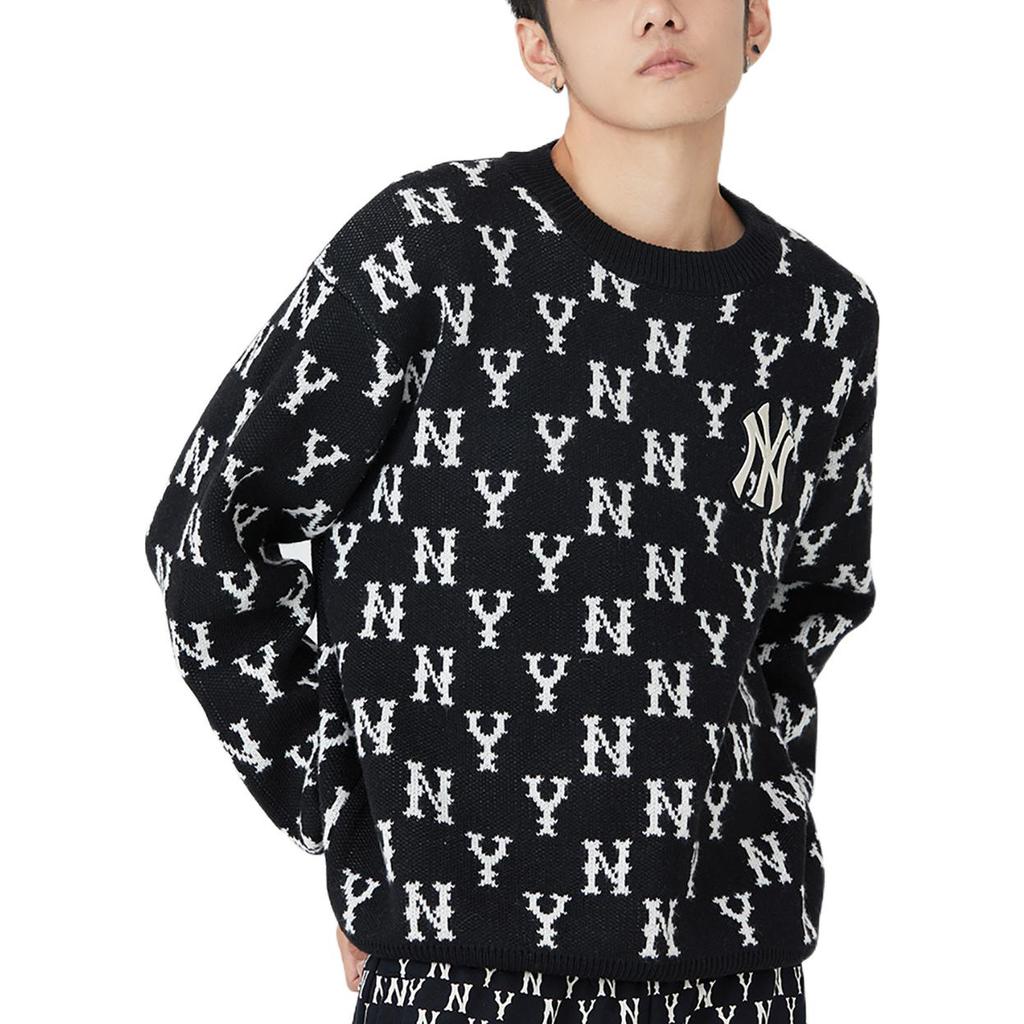 MLB FW22 Logo Embroidered Crewneck Sweater Unisex sweater Black 3AKPM0126-50BKS