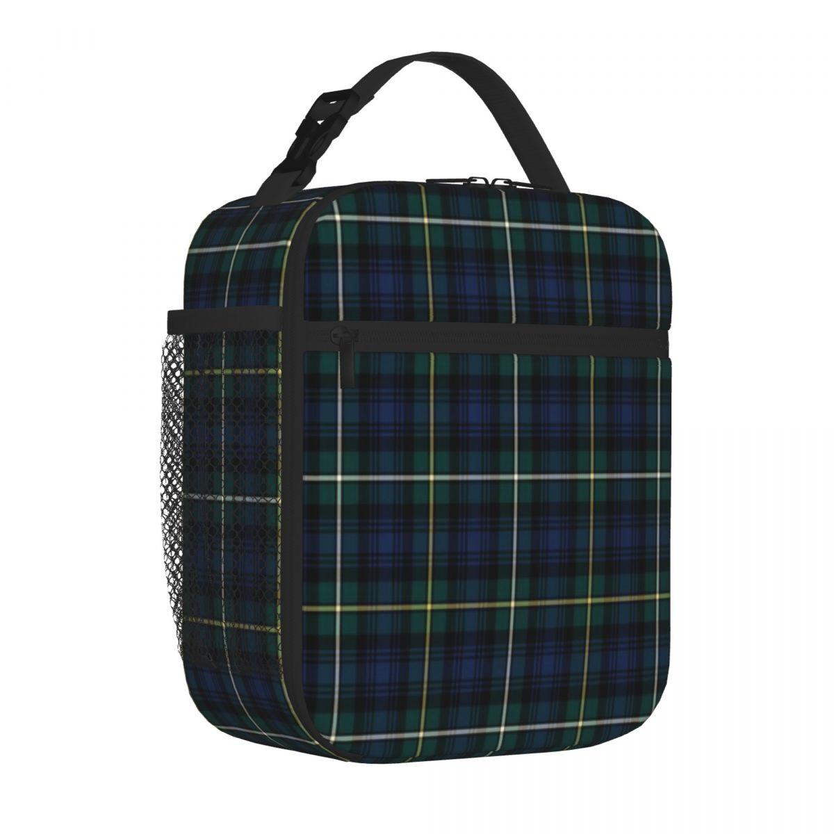 Bestselling Clan Campbell Tartan Solid Color Commuter Lunch Bag Safari Lunch Insulated Tote One Size