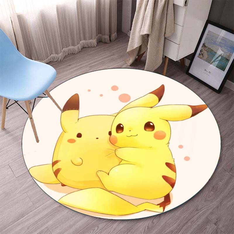 Non-Slip Round Carpet Pokemon Cartoon Gaming Mat Pokemon Carpets Floor Mat Carpet Cute Floor Rug Bedroom Rug