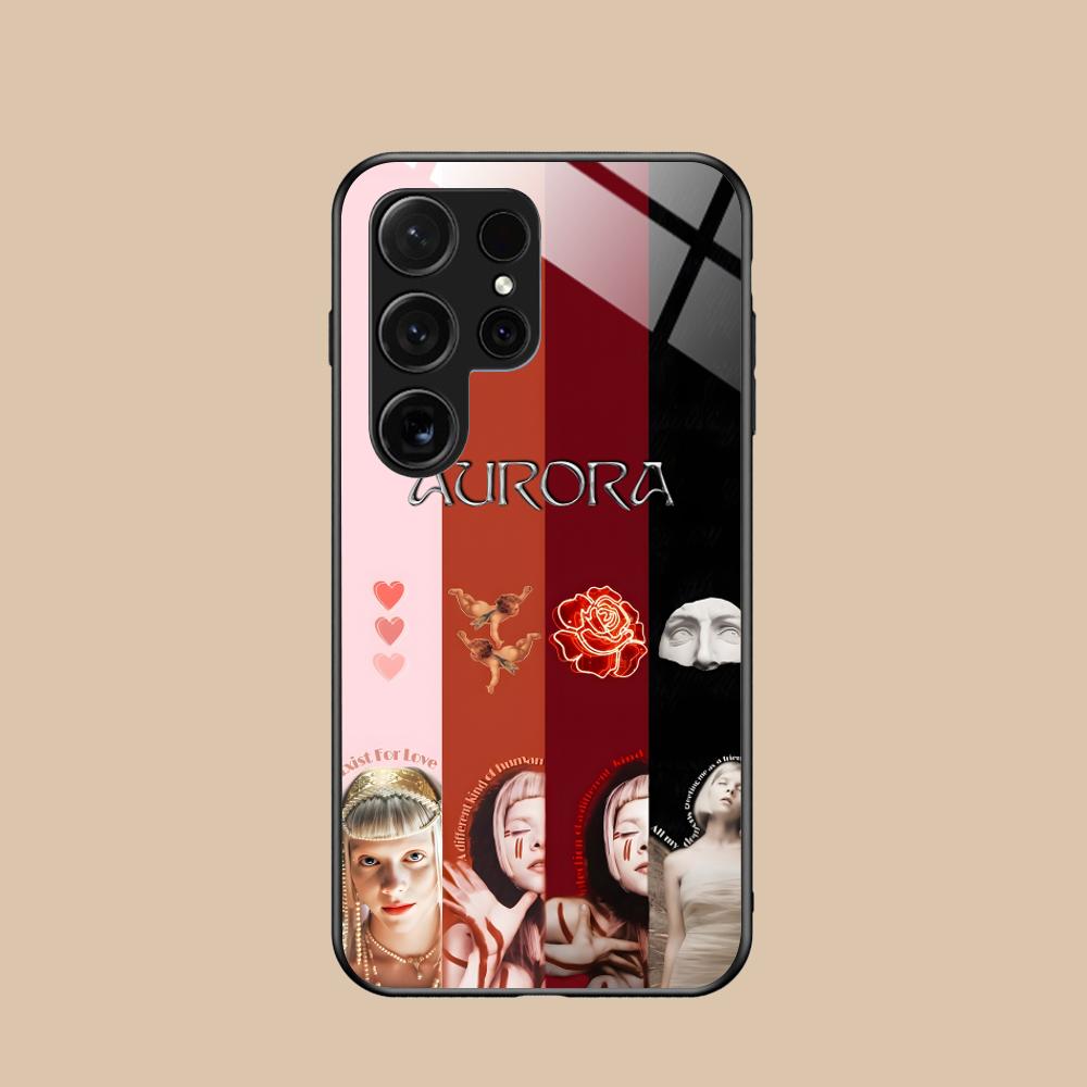 Aurora Aksnes Glass Mobile Phone Case for Samsung Galaxy S26 S25 S24 S23 S22 S21 S20 Note20 Plus FE Ultra Colorful Cover
