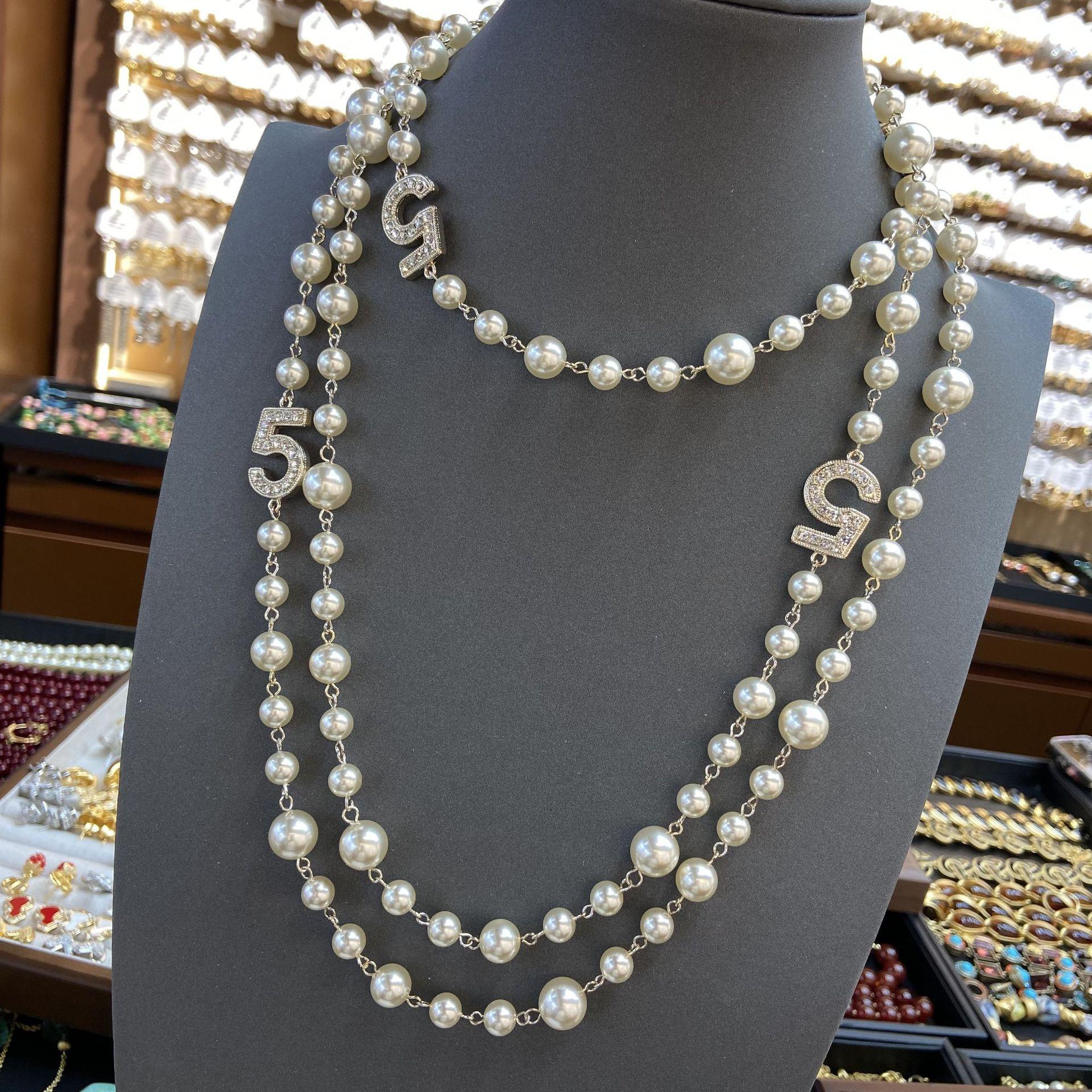 

Сяосянфэн Нет. 5 длинных цепочек для свитеров, памятный размер, двухслойное ожерелье из жемчуга, женская мода, знаменитости, ювелирные изделия