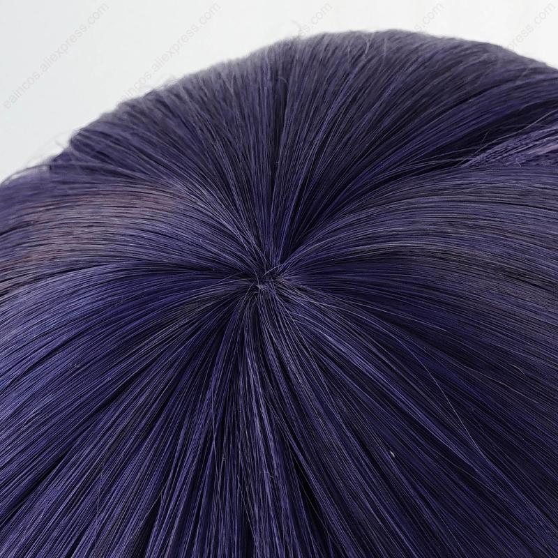 Scaramouche Cosplay Wig 35cm Blue Purple Black Mixed Color Wigs Heat Resistant Synthetic Hair