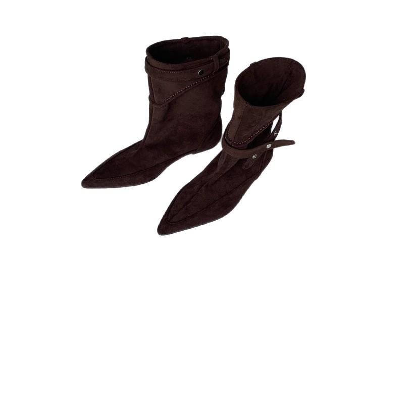 2025 autumn and winter new European and American fashion V-shaped versatile thick heel square head Martin boots retro medium boots short boots wo