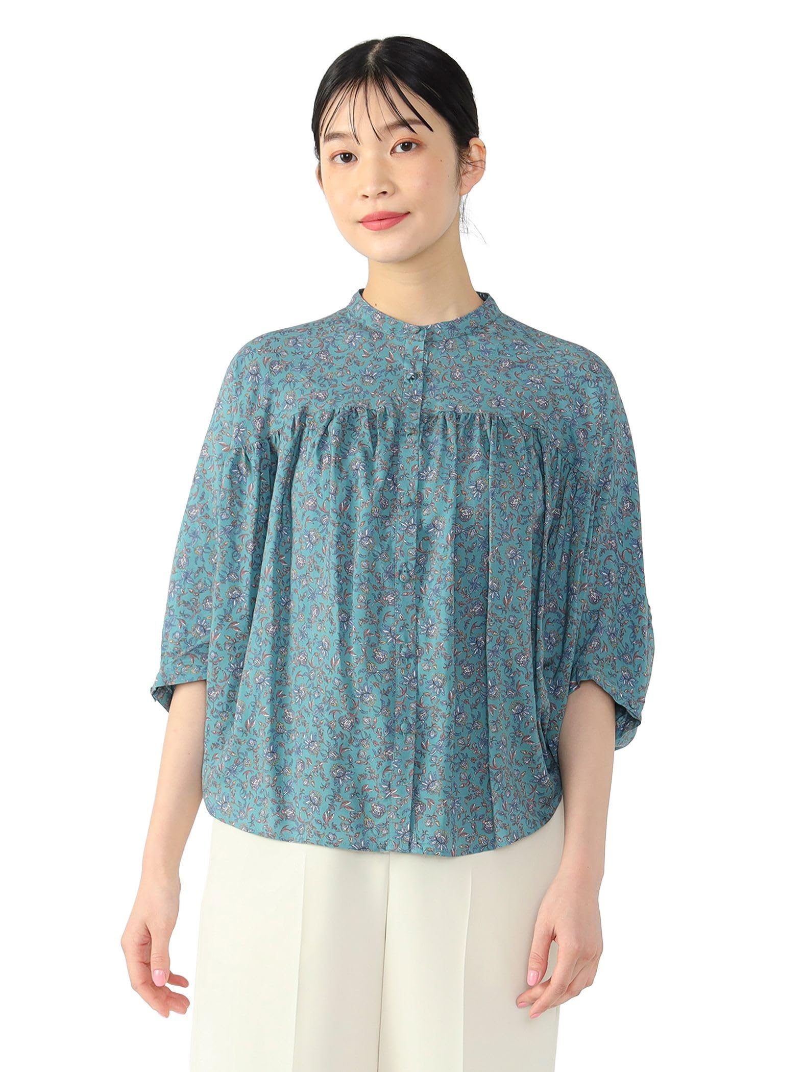 

Beams Heart Sarasa Floral Switch Light One Size Women s S/S Shirt, Print, Blouse, Green,