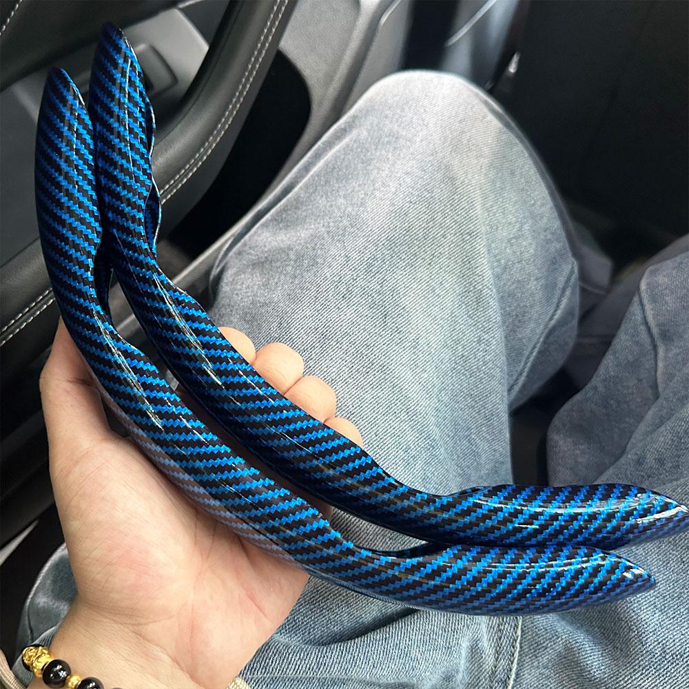 2 Stück Kohlefaser Auto Lenkradbezug Rutschfester Lenkradschutz Staubdicht Waschbar Innenraumzubehör Rund oder D