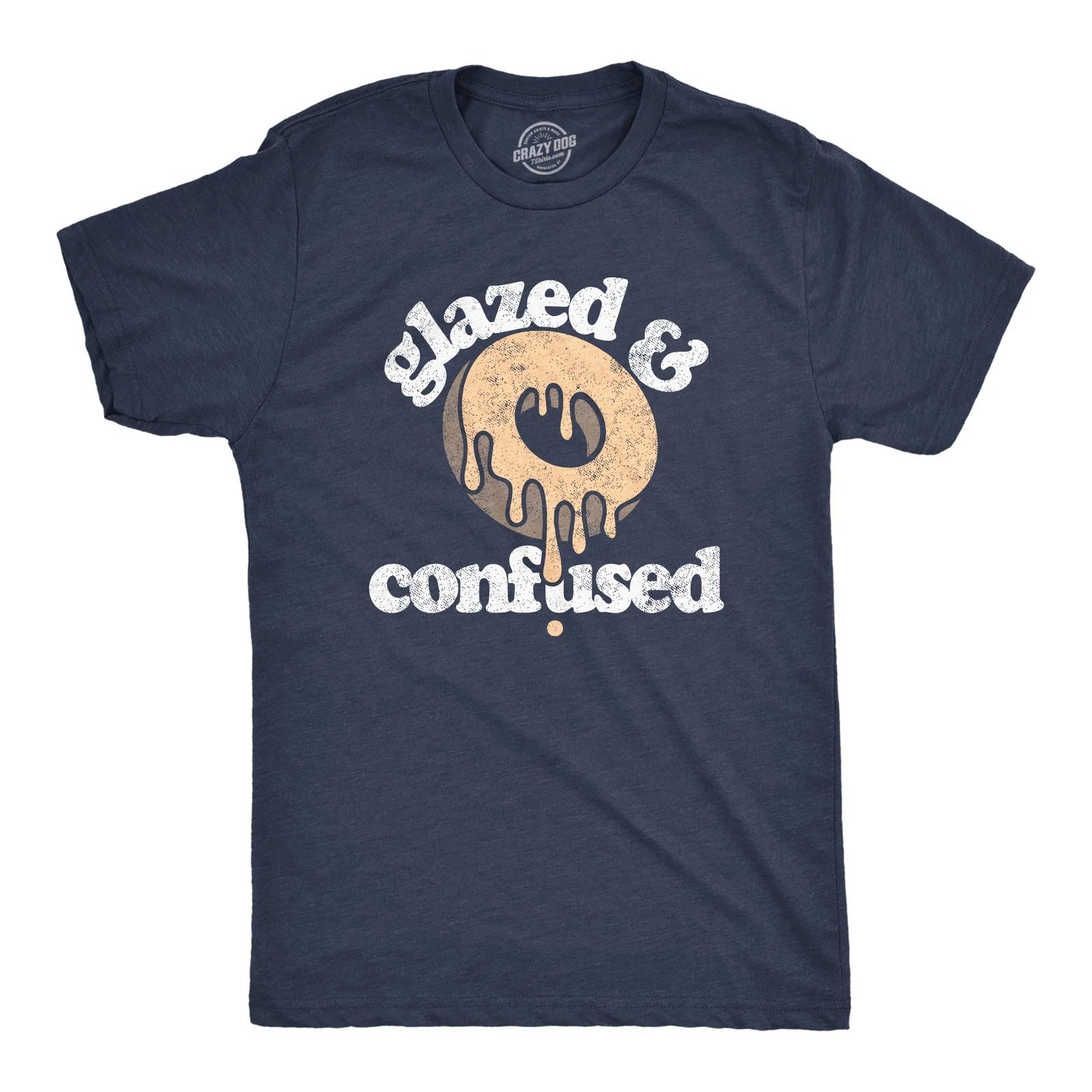 Mens Glazed and Confused T Shirt Funny Sarcastic Donut Graphic Novelty Tee for XXXL
