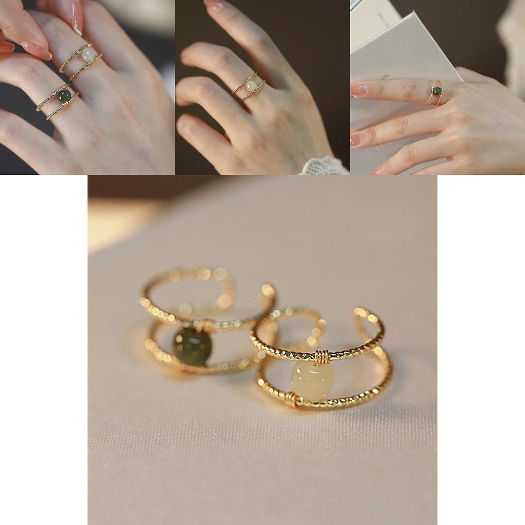 Trendy Ins Style Double Layer Open Ring For Women Elegant Vintage Copper Jewelry