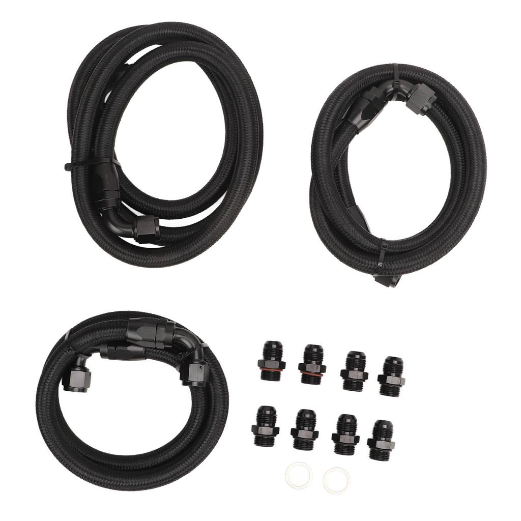 Transmission Cooler Lines Black Anodized Hose Fitting Kit Replacement for Chevy 6.6L for Duramax LLY LBZ LMM 2006‑2010