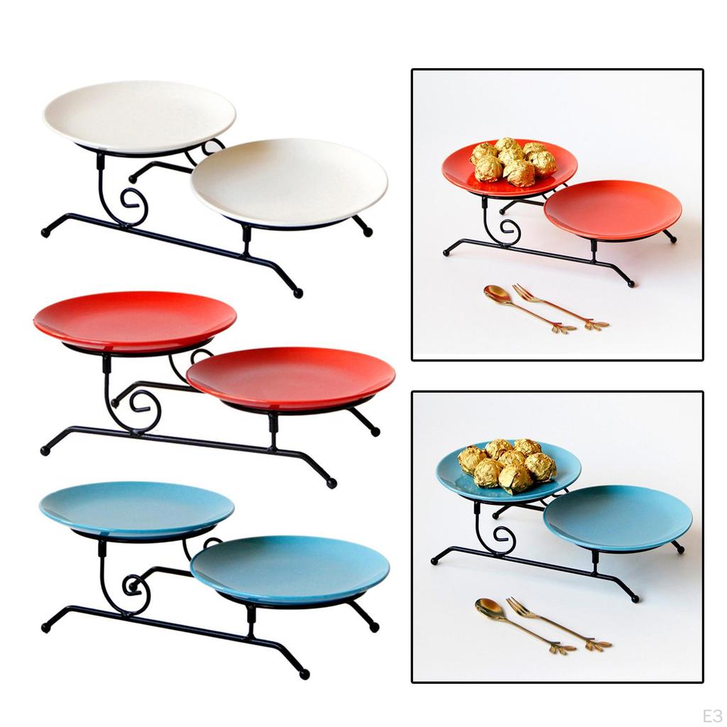 2 Layer Cupcake Cake Stand, Serving Tray Retro Storage Supplies Fruit Containers Display for