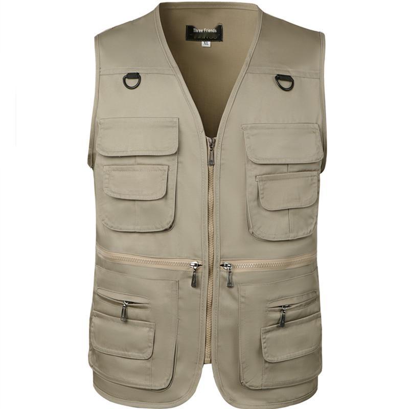 Herren Canvas Weste mit mehreren Taschen für Frühling und Herbst