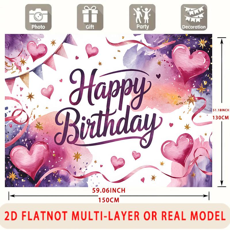 Party Backdrop Birthday Heart Pink Event Photo Booth Background Front Door Decor