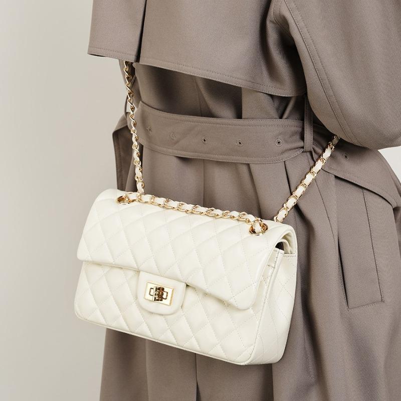 First Layer Cowhide Bag Cowhide Chain Fashion Diamond Bag Shoulder Messenger Women's Bag Genuine Leather Small Square Bag