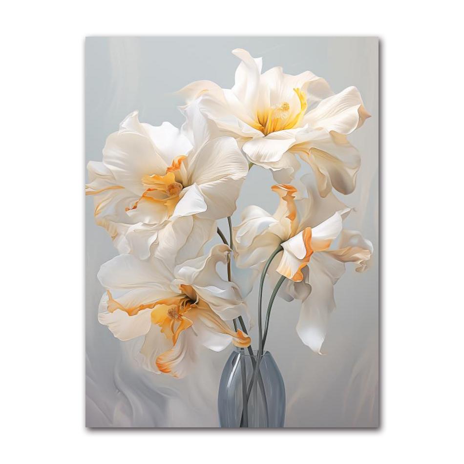 Abstract White Gold Flowers Canvas Modern Nordic Plant Posters And Prints Wall Art Pictures For Living Room Home Decor