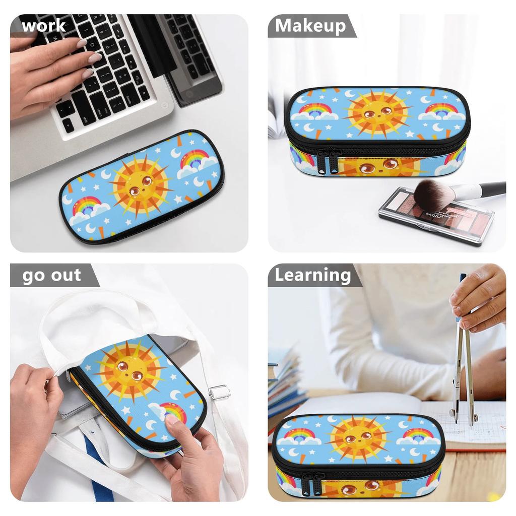 Pen Case Multi Compartment Strong Polyester Fabric Zipper Closure with Mesh Pocket Removable Divider and Pen Slots for Boys Girls