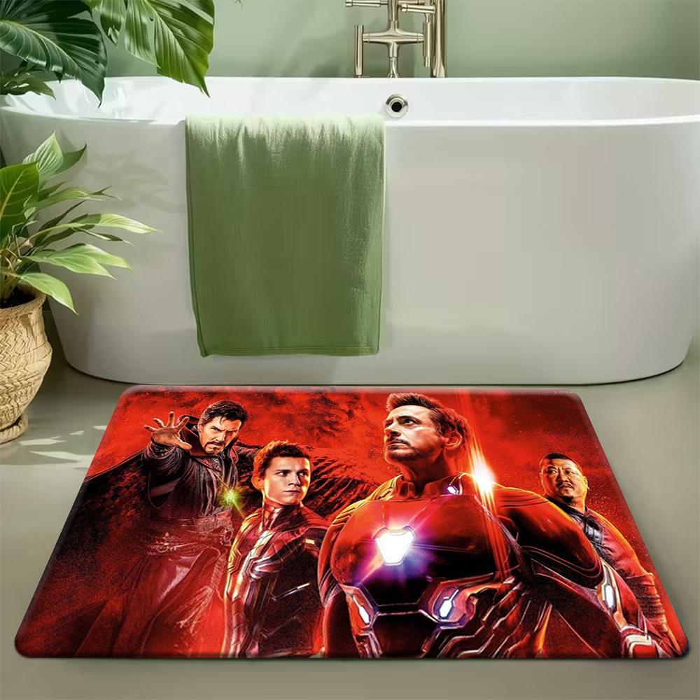 1pc MARVEL Superhero & Classic Movie Hero Floor Mat - Durable Polyester, Machine Washable, Rectangular Design for Living Room,
