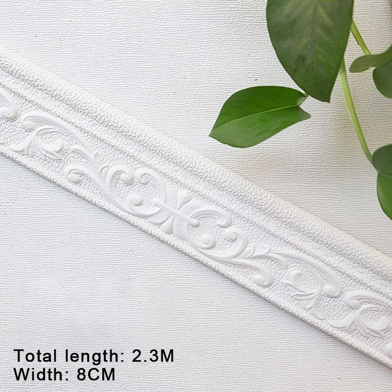 230cm 3D geprägte Schaumstoff Wanddekoration Selbstklebende Rückwandleiste, Dekorative Tapetenbordüre, Sockelleiste Hausdekoration