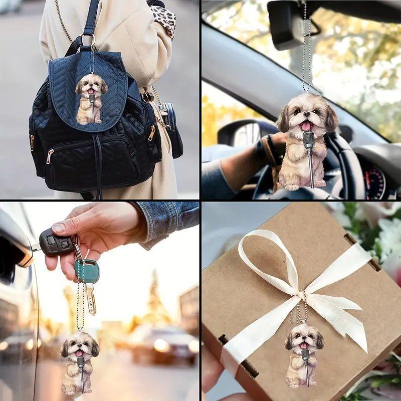 Delightful Acrylic 2d Cute Dog Car Decor Stylish Cartoon Design For Unique Interiors