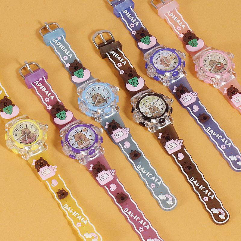 Cartoon Lightup Childrens Quartz Watch With Digital Pointer Decoration For Kids Birthday Gift