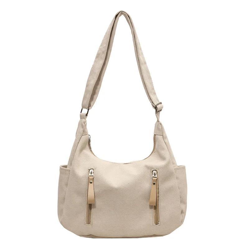 Retro Canvas Underarm Hobo Bag Women Shoulder Crossbody Bags New Commuting Versatile Simple Tote Bags Hand Bags for Women Bolsos