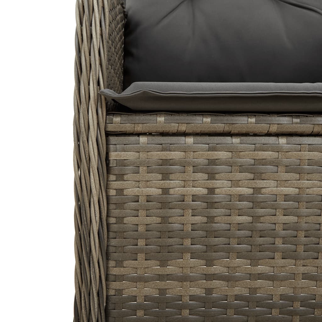 Outdoor Lounge Chairs Set of 2 with Table Grey Poly Rattan