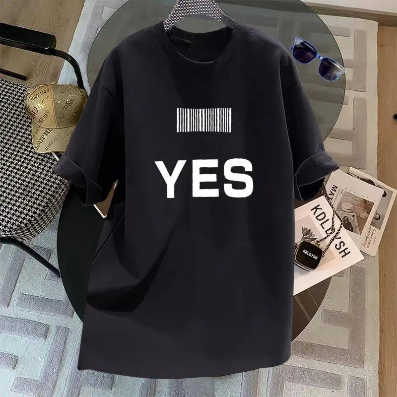 Summer Fashion YES Print ShortSleeve TShirt Womens Clothing Fashionable Basic Crew Neck Top TShirt Casual Personality S