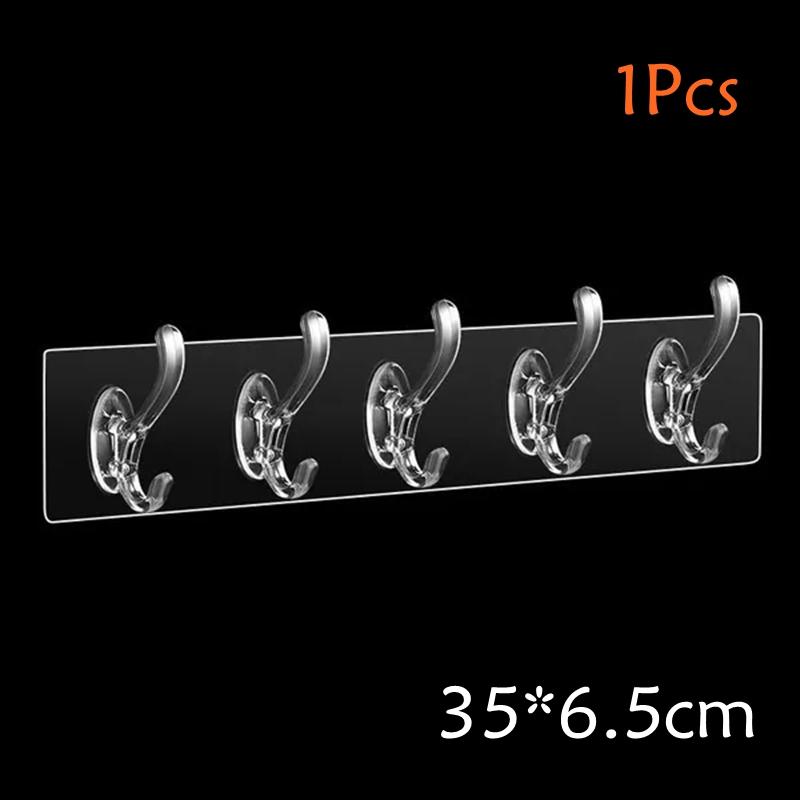 Hook Transparent Bathroom Wall Hanging Home Finishing Storage Tool Punch-free Continuous Row of Hooks Strong and Seamless Door Hanger