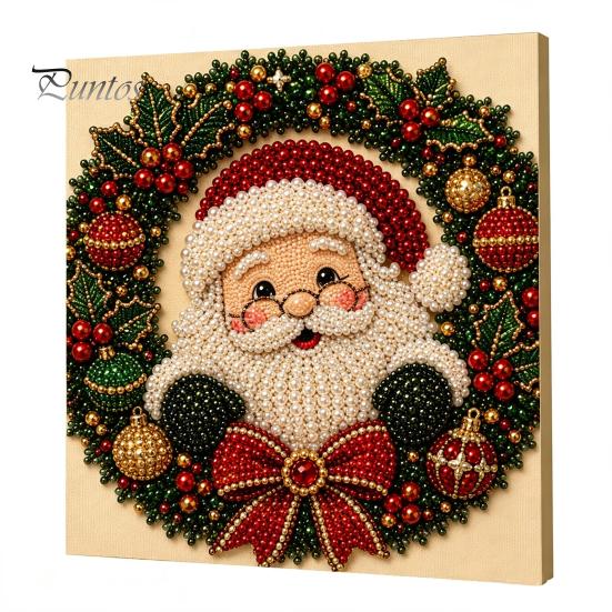DIY Faux Pearl Art Crafts Christmas Kit, Santa Snowy Cottage Painting Kits for Adults 3D Bead Craft Set Adults, Home Winter Holiday Wall Decor Indoor