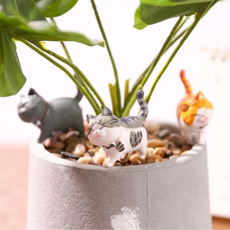 9pcs/set Mini Cute Cat Ornaments Kawaii Kitten Figurines For Birthday Gifts Home Decoration Desktop Model Garden Decor Accessories