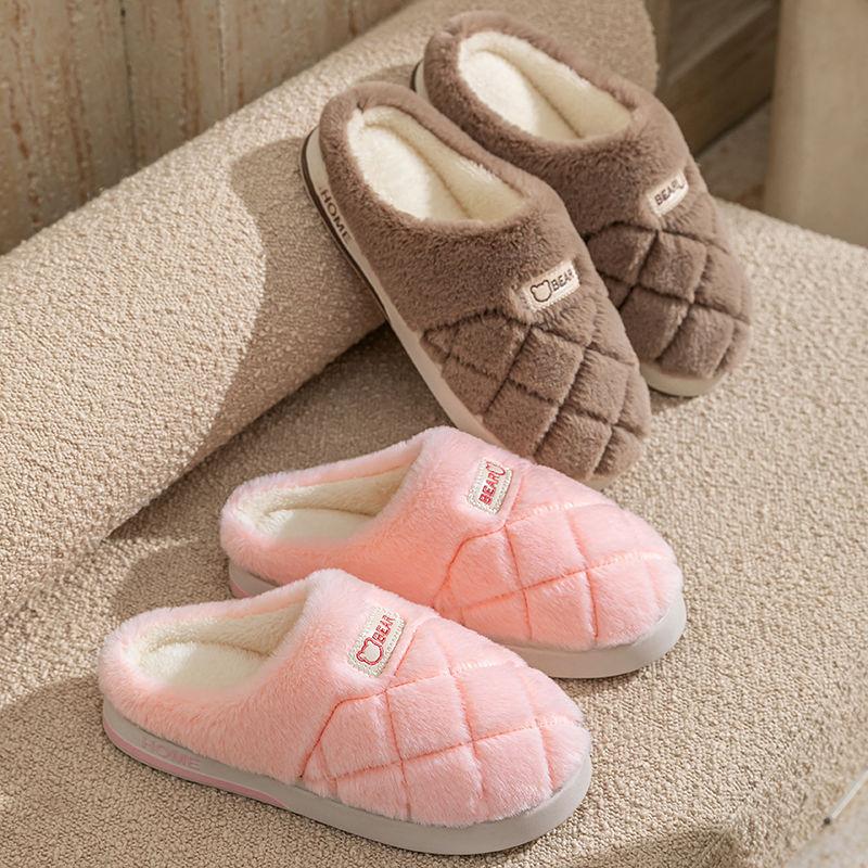 Fleece Paar Baumwollpantoffeln rutschfest dicksohlig Zuhause warm Baumwollschuhe für Männer und Frauen Großhandel im gleichen Stil