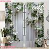 2PC White Floral Grey Wood Sheer Curtains - Fresh Rustic Botanical Print Window Drapes for Living Room Bedroom Decor