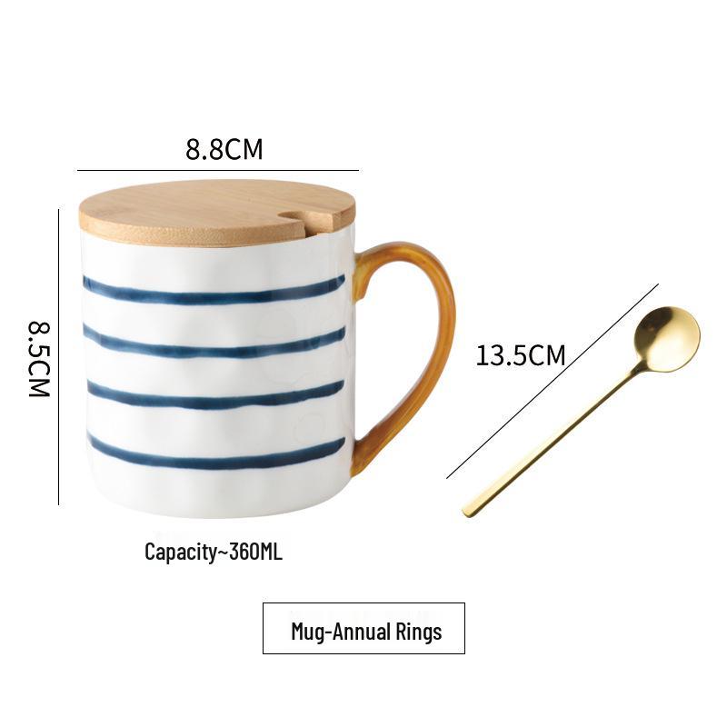 Retro Japanese Ceramic Mug with Lid, High-Temp Resistant, Large Capacity, Ideal Gift for Couples